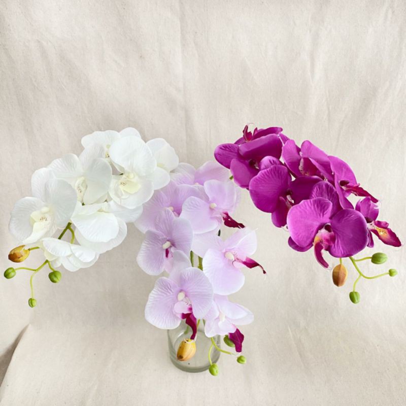 Bunga Anggrek Tunggal Premium P:80cm (satuan) Bunga Artificial / Bunga Plastik / Bunga Dekorasi-1