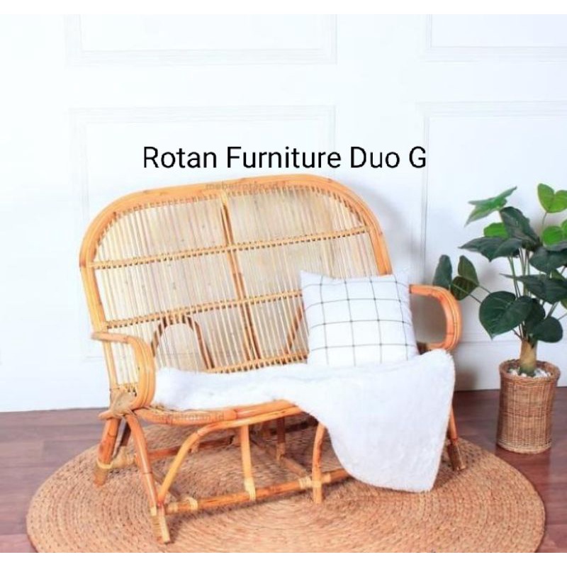 KURSI ROTAN SOFA PENGKI PANJANG ASTETIC TERAS TAMAN ANTI AIR OURDOOR FURNITURE