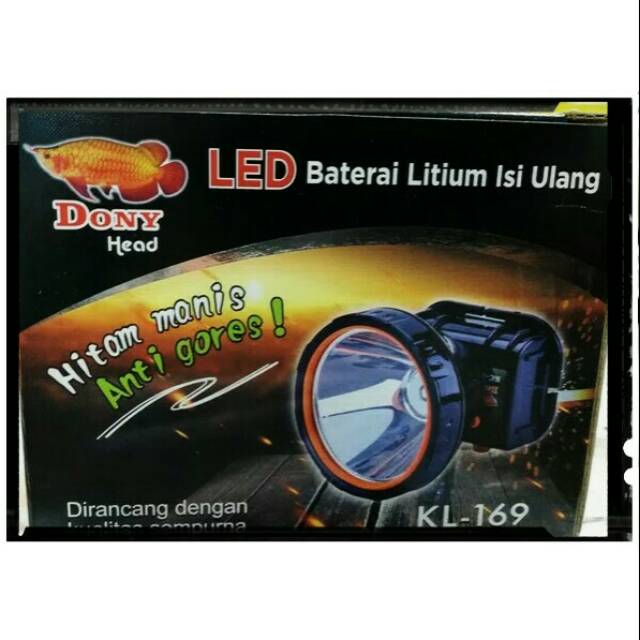 Headlamp Dony KL 169 Hitam Manis Anti Gores - Senter Kepala Dony -