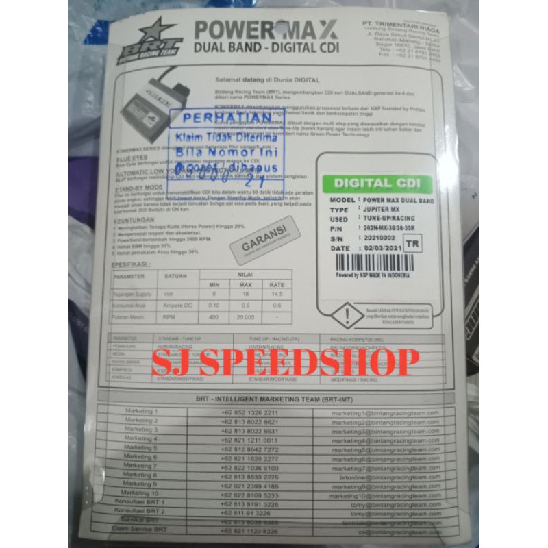 CDI BRT Dual Band JUPITER MX Tune Up Racing (TR)