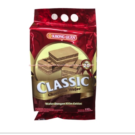 Khong Guan Classic Chocolate Wafer 350gr Dengan Krim Coklat Khongguan Kong Guan Waffer Cokelat
