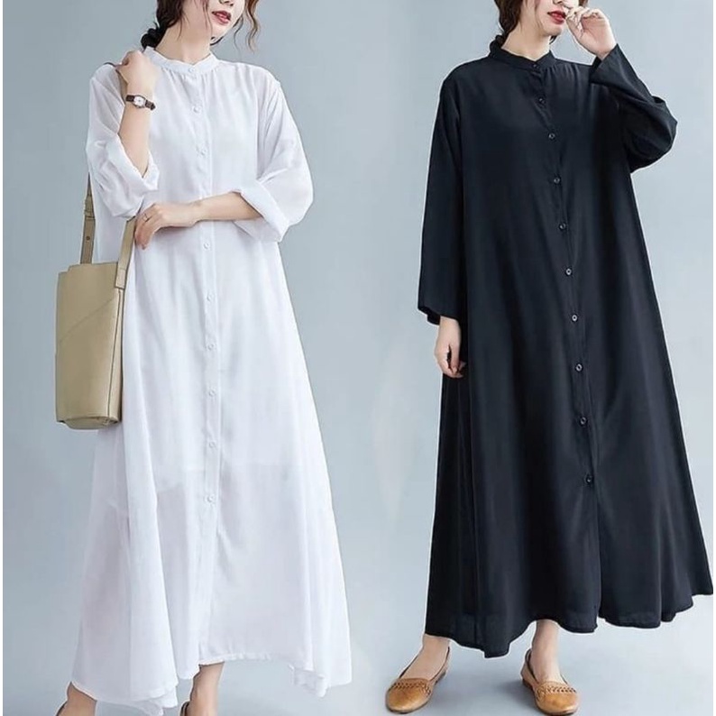 Dress Wanita RAHMANIA DRESS midi Gamis Wanita Kekinian Fashion Muslim Hijab Syar'i Dewasa lengan Pan