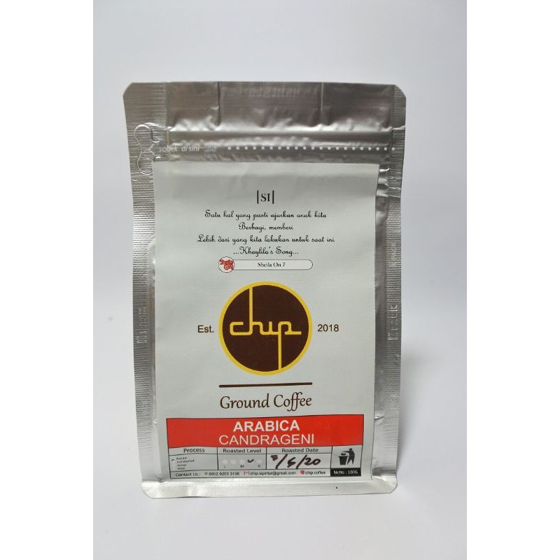 

Kopi Bubuk Chip Arabica Candrageni 100 Gram
