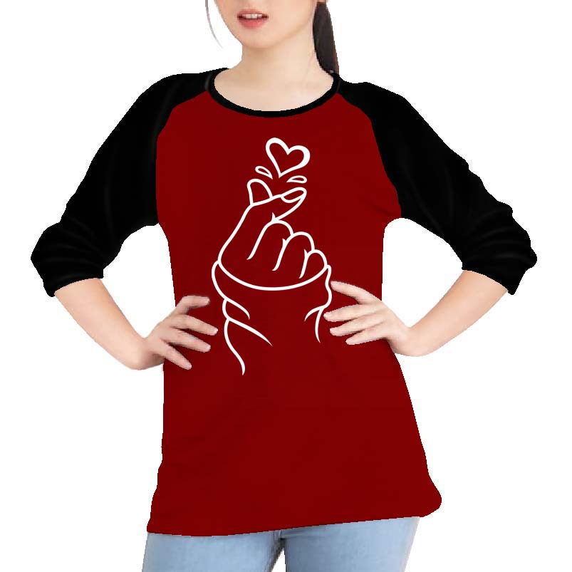 Kaos Raglan (LOVE)/Kaos Wanita Lengan Tanggung/ Kaos Wanita/ Kaos Cewek/ Kaos Wanita