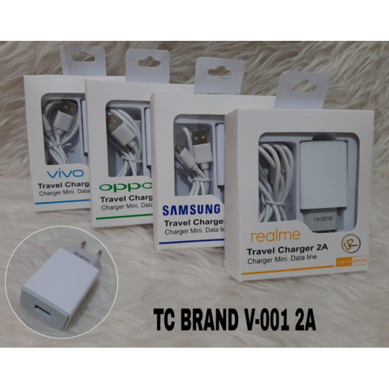 Tc Charger Adaptor Tc BRANDED V-001 2A Kabel data Micro