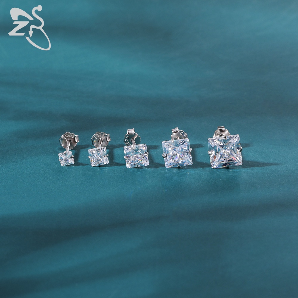 Anting Stud Kristal Helix Cartilage Bahan 925 Sterling Silver 8 Warna Biru Danau Ungu