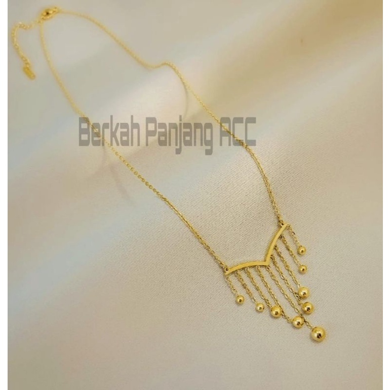 KALUNG TITANIUM ANTIK TIRAI 0281P DESAIN SUPER ELEGAN  KOREA PERHIASAN ANTI KARAT DAN ANTI LUNTUR