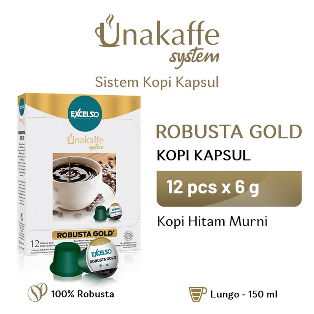 

EXCELSO UNAKAFFE Robusta Gold - Kopi Kapsul-Capsule Coffee (12x6gr)