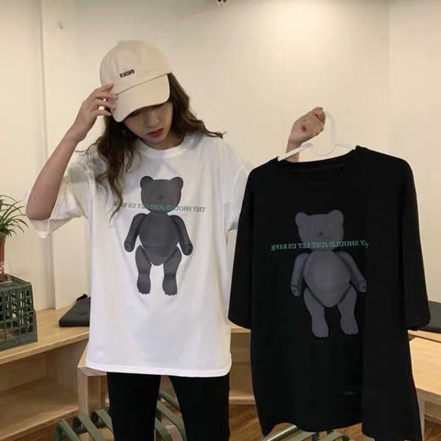 Oversize Tee Tshirt Model Longgar Untuk Wanita Motif Bear