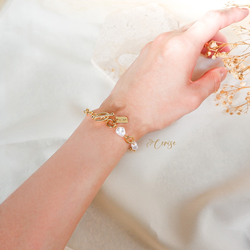 Lanovia Bracelet | Gelang rantai emas mutiara putih korea cantik aksesoris wanita trendy stylish