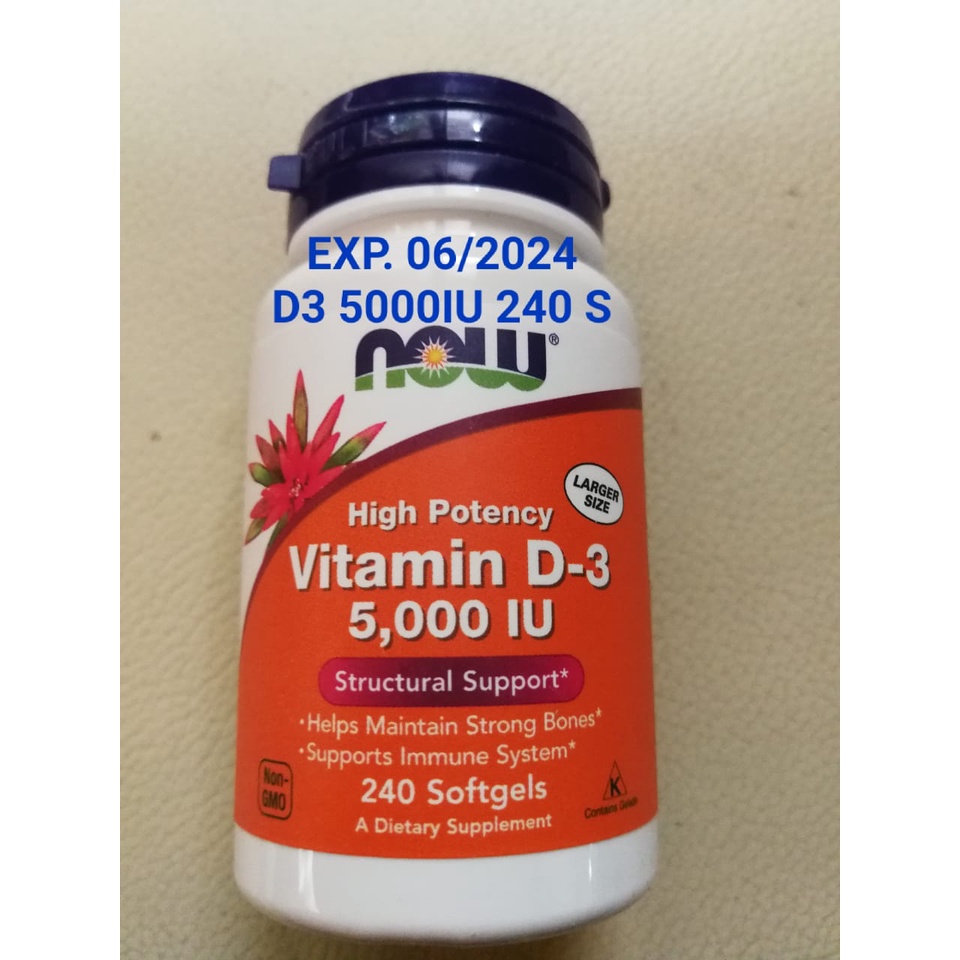 NOW VITAMIN D3 5000 IU - 240 softgel Vit D 3 5000IU Original USA