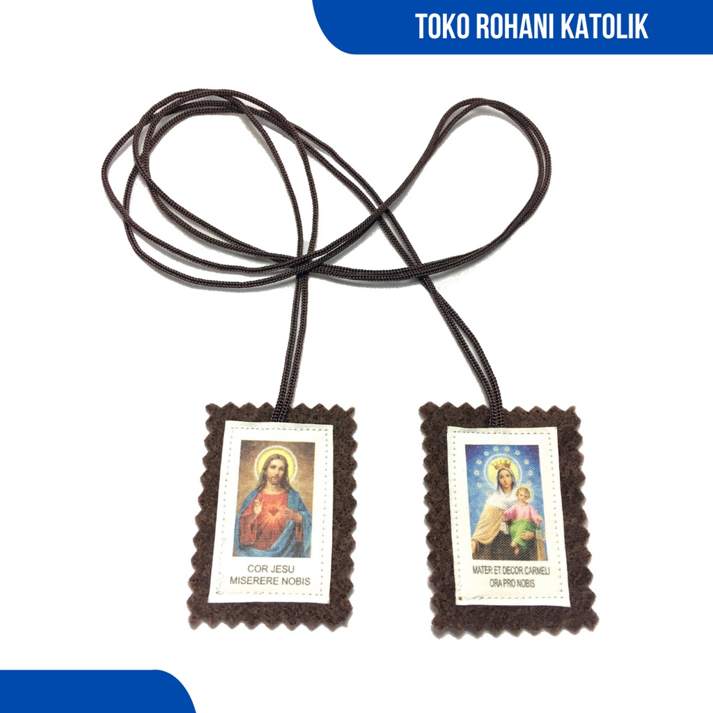 KALUNG SKAPULIR COKLAT GUNUNG KARMEL / ROSARIO SKAPULIR HITAM / SKAPULIR KATOLIK / ROSARIO TALI SKAPULIR /KONTAS