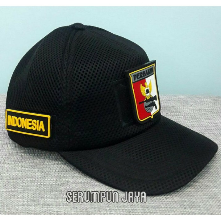 TOPI PERBAKIN - TOPI PERBAKIN 3PATCH JARING VELCRO HITAM