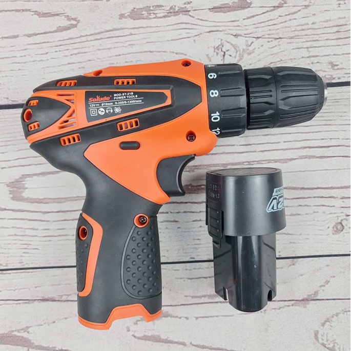 Bor Listrik Cordless Screwdriver Drill Adjustable Speed 12V - ST-21B - Orange