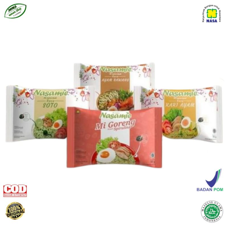 

Mie Enak Sehat Dan Bergizi Instan Spirulina Nasamie Original Asli
