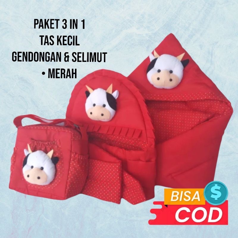 set 3in1 gendongan bayi renda &amp;selimut&amp; tas kecil