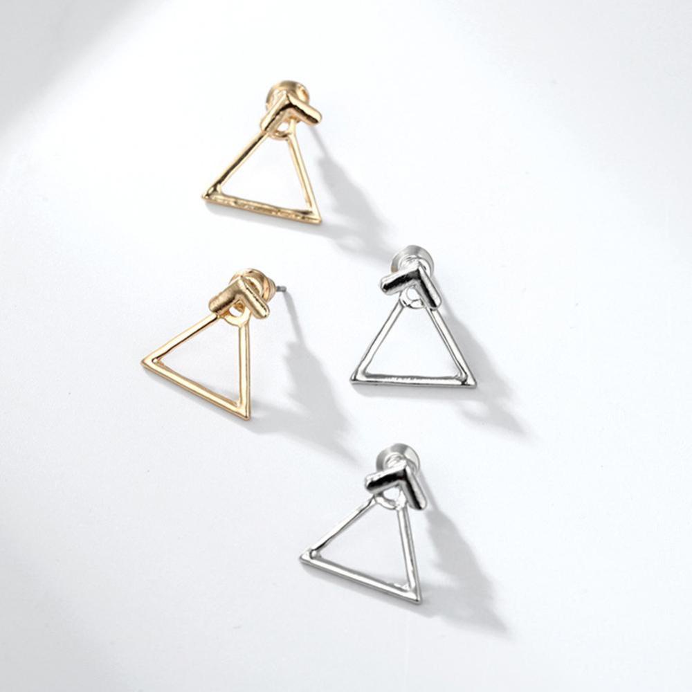 Timekey Anting Tusuk Gantung Wanita Bahan Metal Desain Belah Ketupatsegitiga Hollow Gaya Simple Untuk Hadiah A5K7