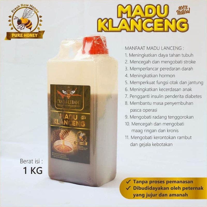 Jual Nego Jual Madu Klanceng Asli 1 kg Madu Lanceng Murni Kelulut Trigona merk Ratu Lebah | Shopee Indonesia