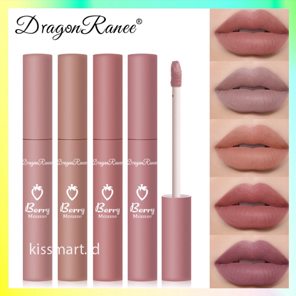 DRAGON RANEE Lip Glaze Berry Mousse Matte Lipstik Waterproof And Drable TD001