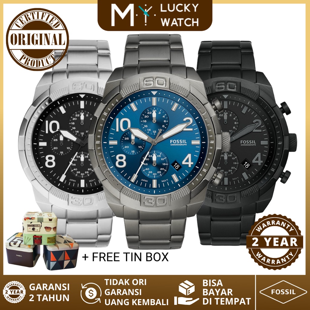 [ ORIGINAL - GARANSI ] JAM TANGAN PRIA FOSSILBRONSON FS5710 FS5711 FS5712 STAINLESS STEEL
