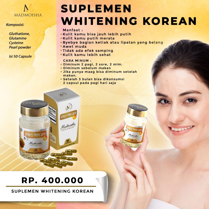 READY Super whitening Korean kapsul Gold New Terbaru whitening Madmoiselle Madmoisha isi 50 kapsul