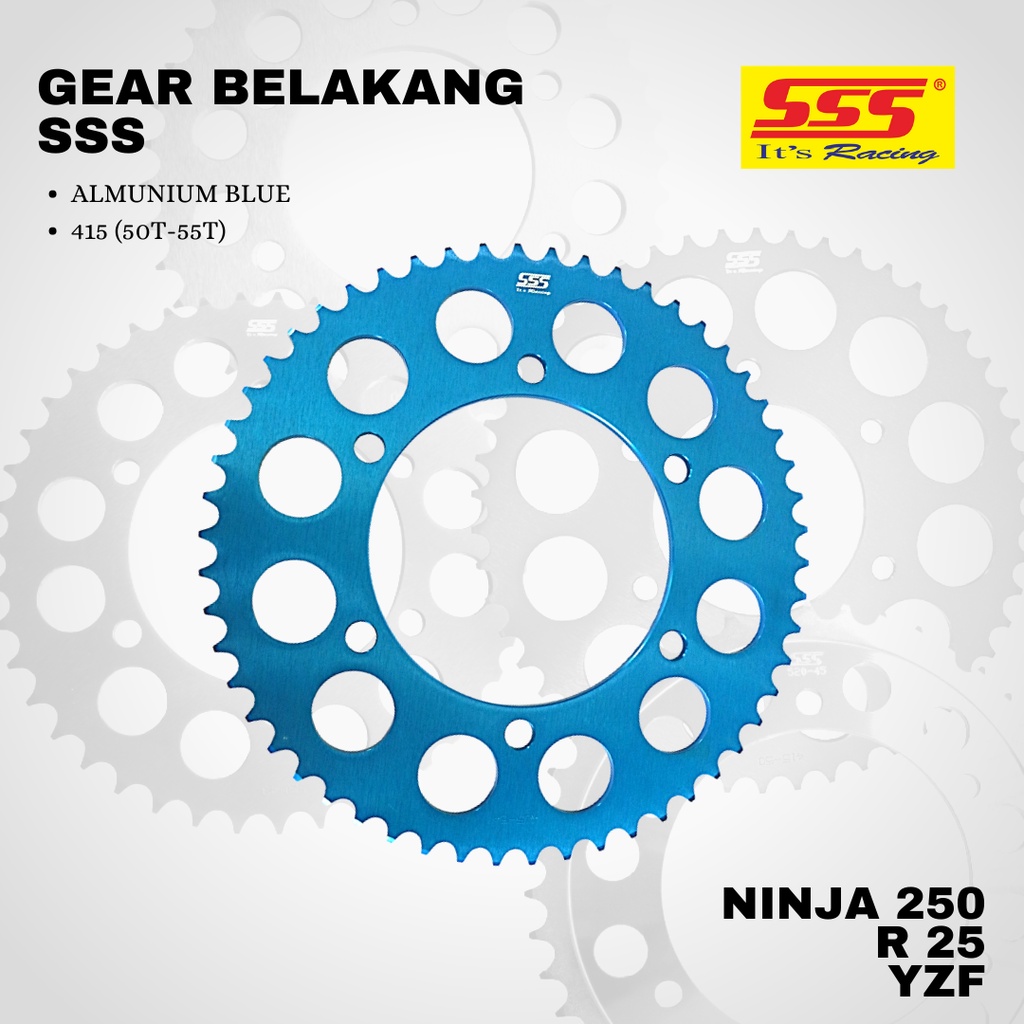 Gear Gir R25 R15 new V3 Ninja 250 sss 415 44 45 46 47 48 49 50 51 52 53 54 55 alumunium biru