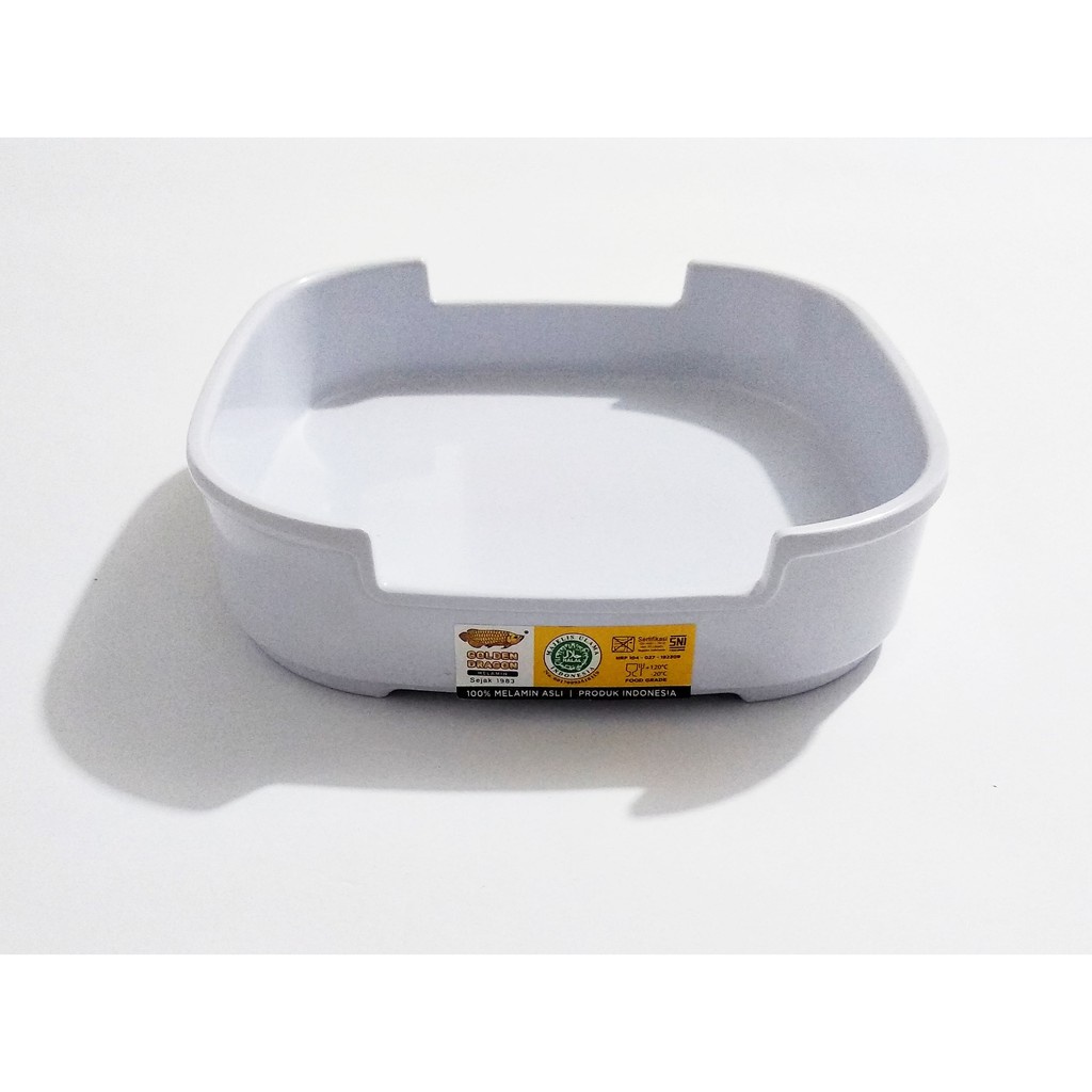 PIRING SHABU P9706 piring MELAMIN Shabu Kotak Susun 6 inch PUTIH Golden Dragon - PIRING SAJI MELAMIN