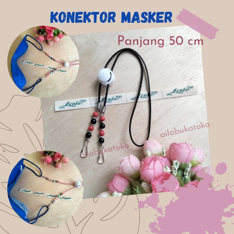 Strap Tali Kalung Hijab Masker Hijab Anak anak Strap Mask Hitam Merah Pink