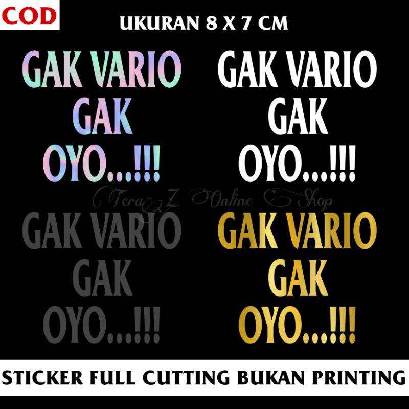 STICKER HOLOGRAM / STICKER WARNA GAK VARIO GAK OYO