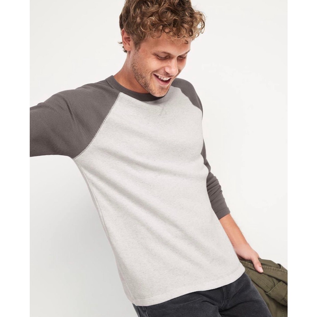 Old Navy Color Blocked Therman Waffle Knit Raglan  LS Tees (3 Colours)