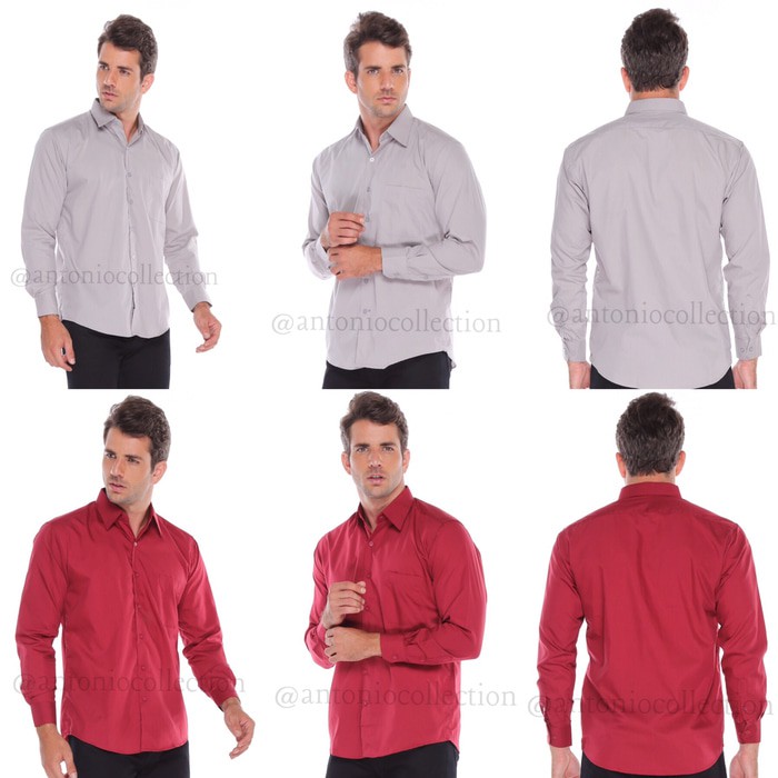 Kemeja Pria Polos Lengan Panjang / Baju Lapangan / Seragam Kantor
