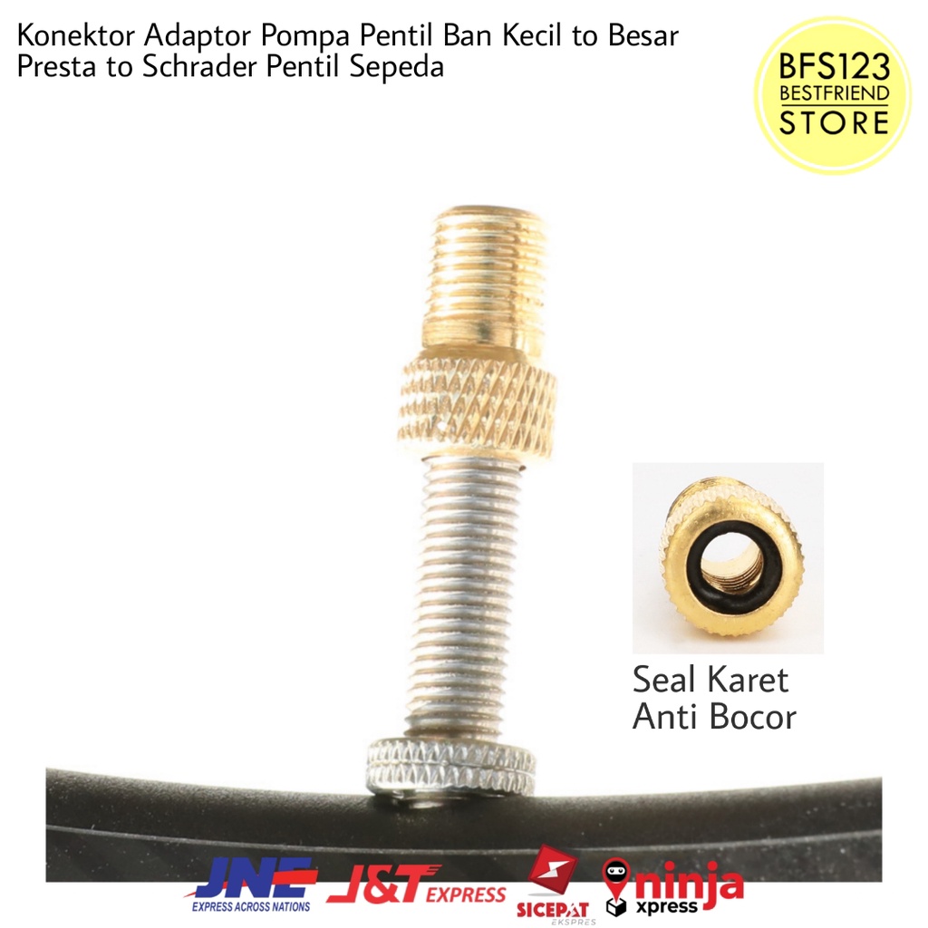 Konektor Adaptor Pompa Pentil Ban Kecil to Besar Presta to Schrader Pentil Sepeda