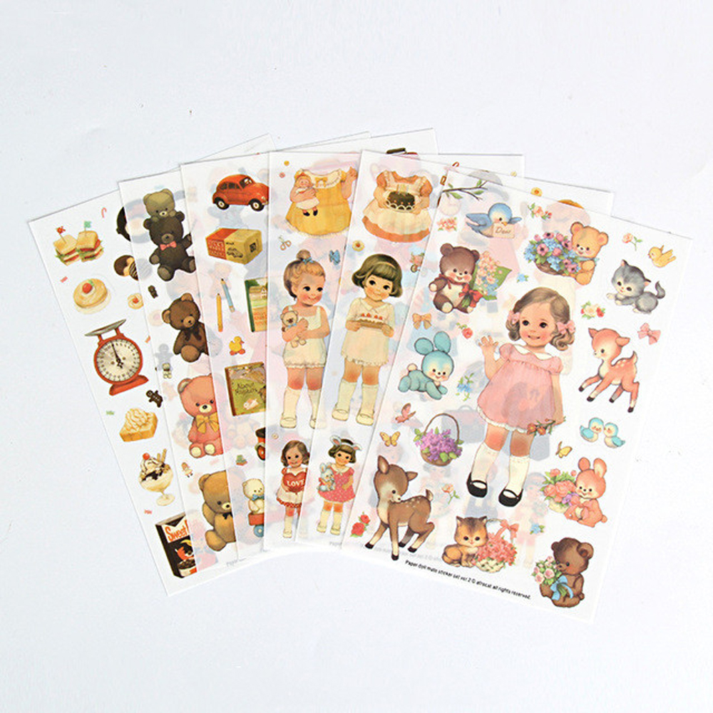 Lanfy Stiker Label Motif Kartun Retro Untuk Dekorasi Diary / Scrapbook / Jurnal / Agenda