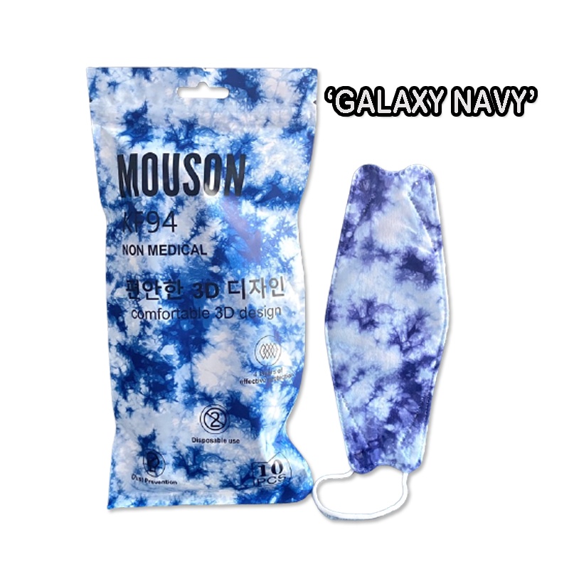 MASKER 4PLY KF94 MOUSON 1 PACK ISI 10 PCS MOTIF GALAXY GRADASI TIE DYE MASKER KF 94 3D