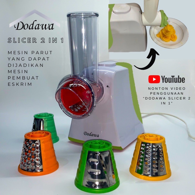 Slicer 2 in 1 - alat pembuat es krim / ice cream maker & mesin parut listrik & irisan bawang / parut