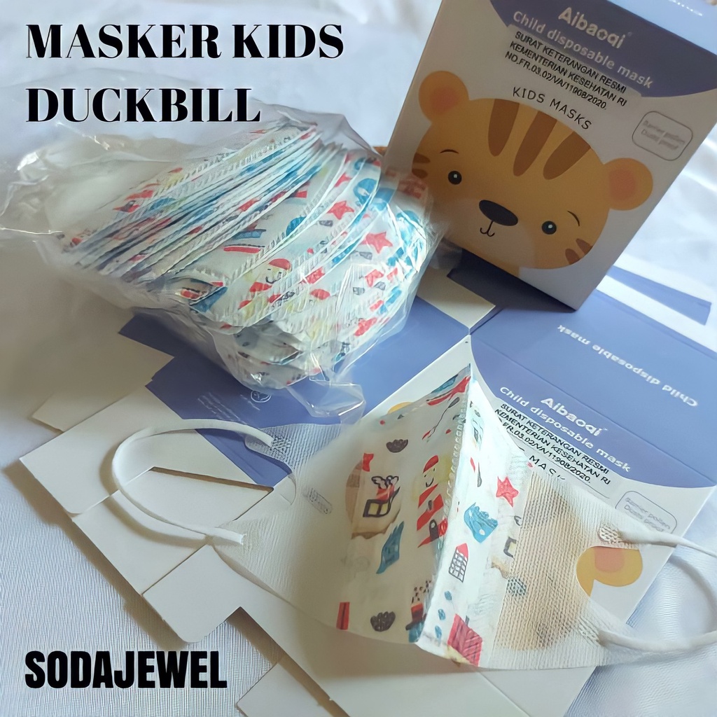 PROMO!! PER BOX 50PCS MASKER ANAK KARAKTER KIDS DUCKBILL 3PLY UMUR 4 - 14