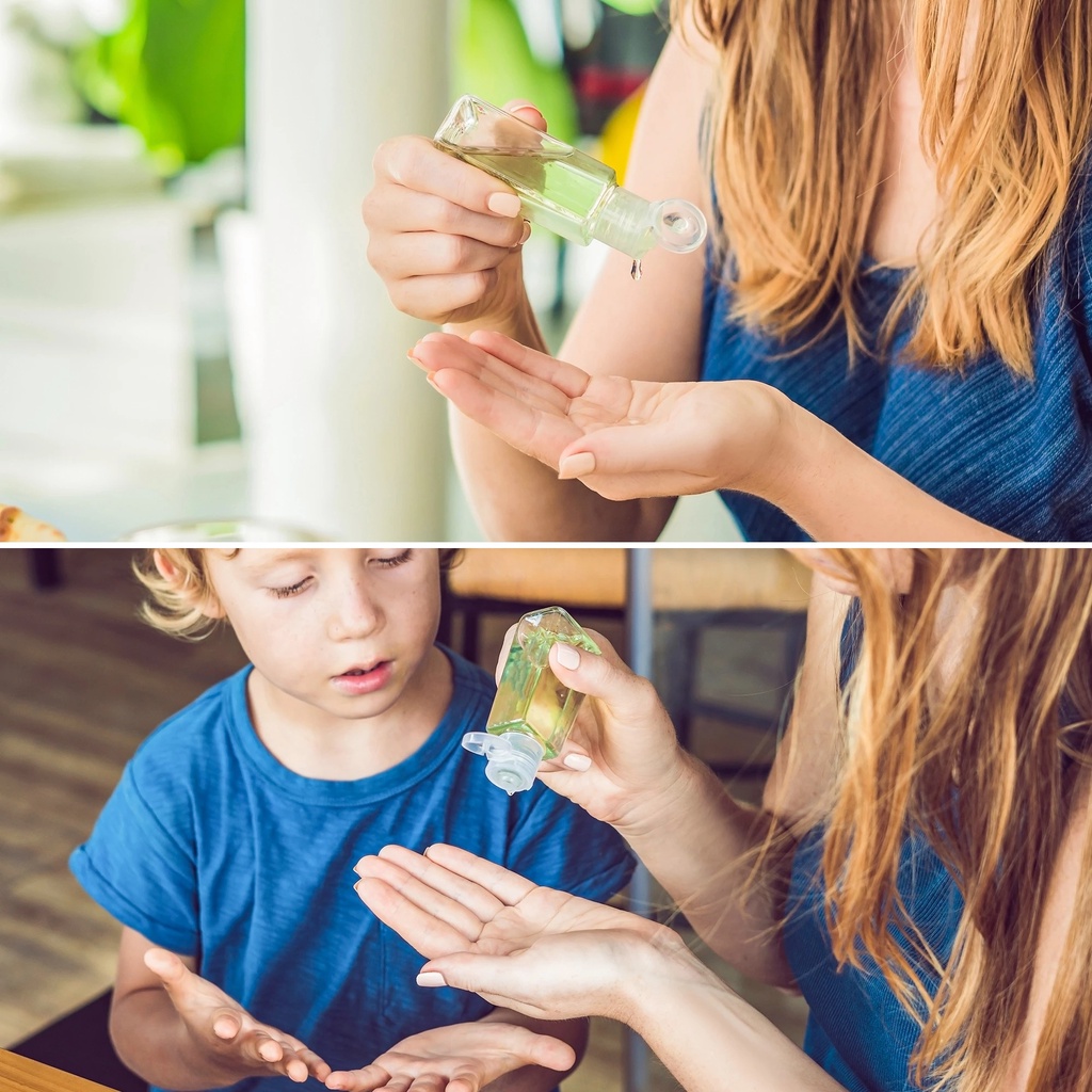 Botol Plastik Bening Bentuk Trapesium Dengan Tutup Flip Ukuran 30ml / 60ml Untuk Hand Sanitizer