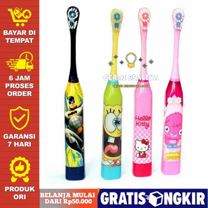 Sikat Gigi Electrik Anak / Electric Toothbrush with Cartoon Pattern