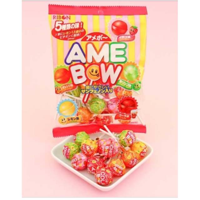 

Ribon Amebow Ame Bow Fruit Lollypop Candy Japan Snack Permen Snek Lolipop Jepang Satuan