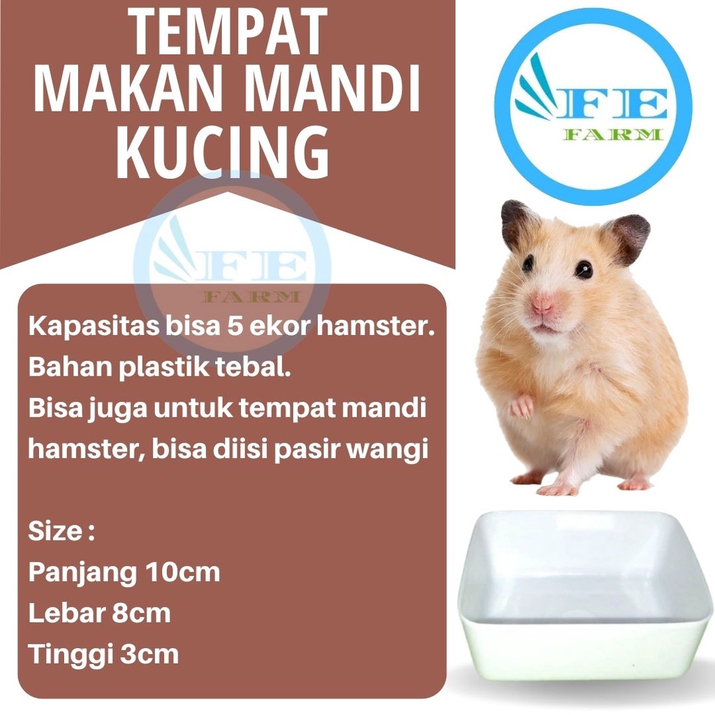 TEMPAT MAKAN HAMSTER KOTAK - Tempat Makan Hamster Tempat Mandi Hamster FEFARM