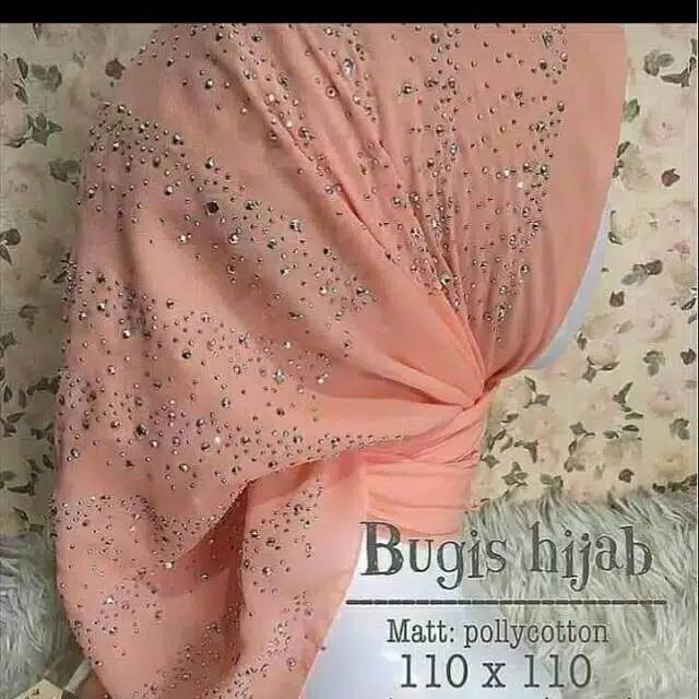 (READY DEPOK)Segiempat Pesta Payet Swarovski Bella Bugis Square Hijab Pesta