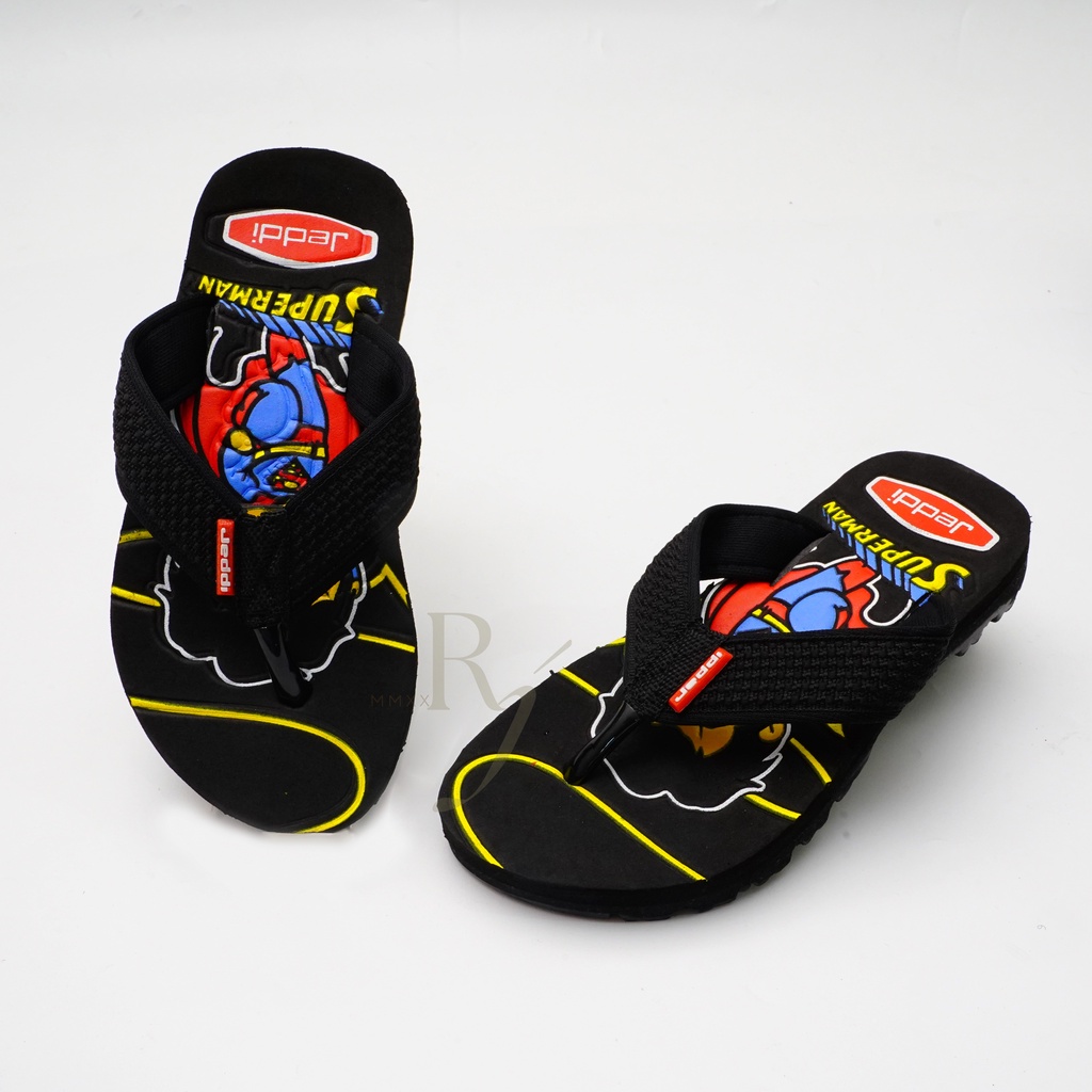 JEDDI [SUPERMAN] Sandal Superhero/ Sandal Japit Anak Cowok Kartun/ Sandal Jepit Anak Laki-laki / Sendal Anak Japit