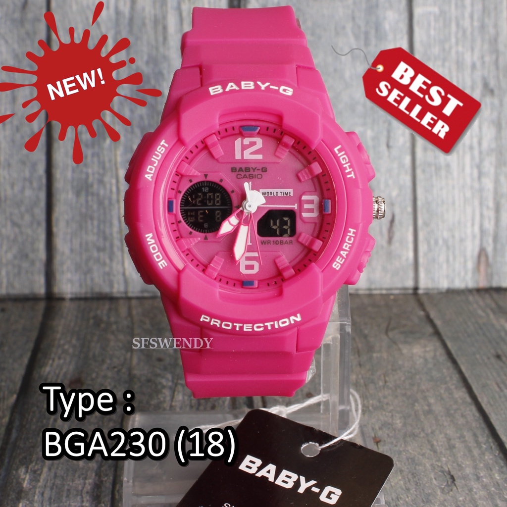 Jam tangan wanita &amp; anak anak Baby-G BGA-230 Putih Soft Pink dual time digital anti air sporty elegant