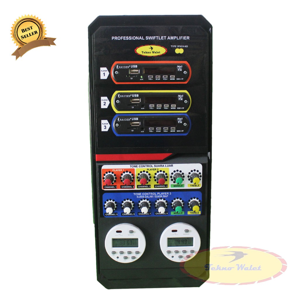 Ampli walet 3 player 8 channel, mesin rakitan teknowalet, mesin panggil cdroom suara walet garansi 1