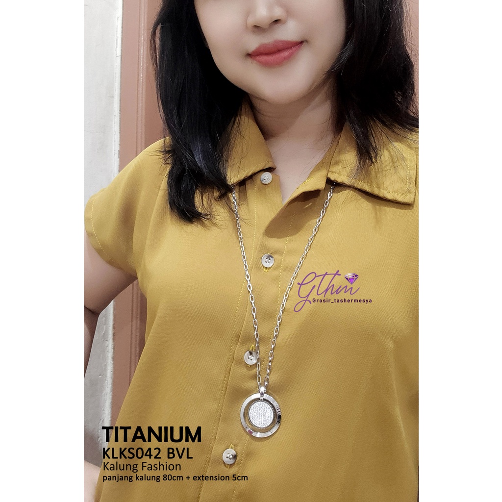 kalung titanium wanita hijab BVL panjang klks042 Anti karat anti luntur