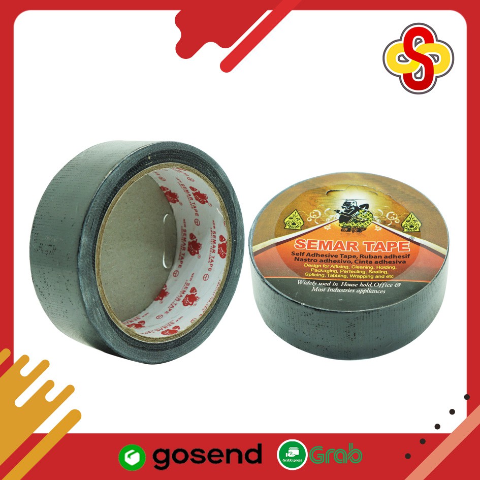 Lakban Kain / Cloth Tape Semar 1 1/2 inch / 36 mm x 12 m - Hitam