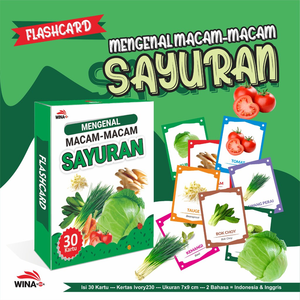 Kartu Edukasi anak Flashcard Sayuran