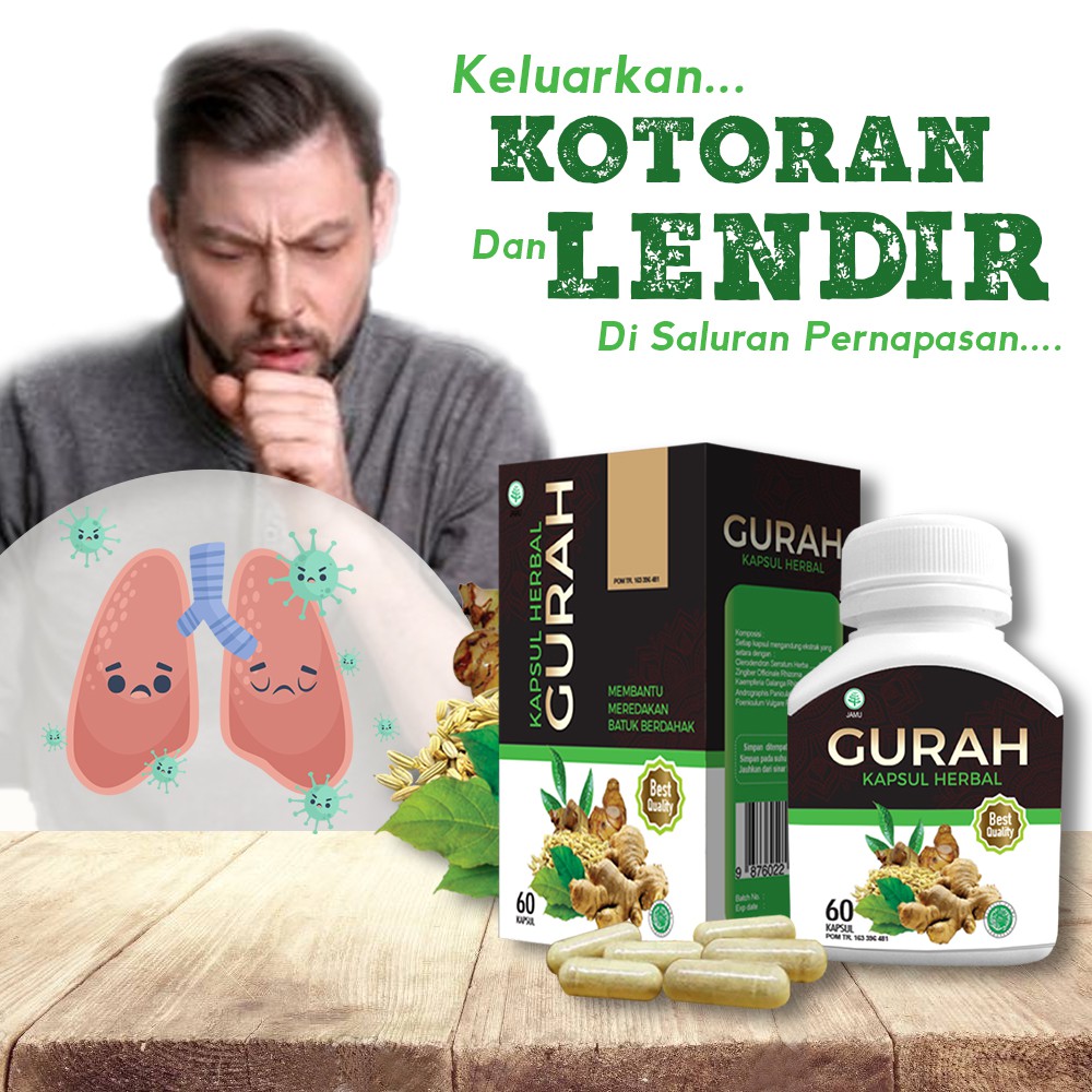 

Pereda Batuk Berdahak, Gangguan Pernafasan, Dada Sesak - Kapsul Herbal Gurah Original 100% || BPOM
