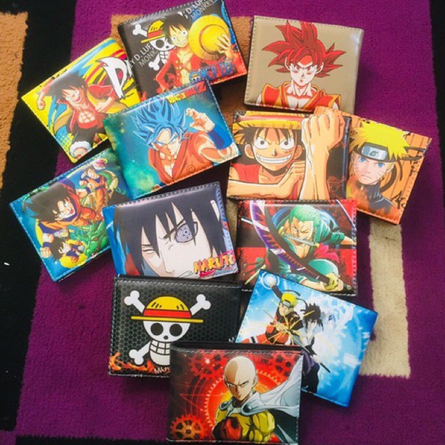 Dompet anime kartun Jepang model lipat dua gambar Naruto sasuke one piece saitama bahan kulit PU lokal gmbar jelas terang dragon ball #dompet #dompetlipat