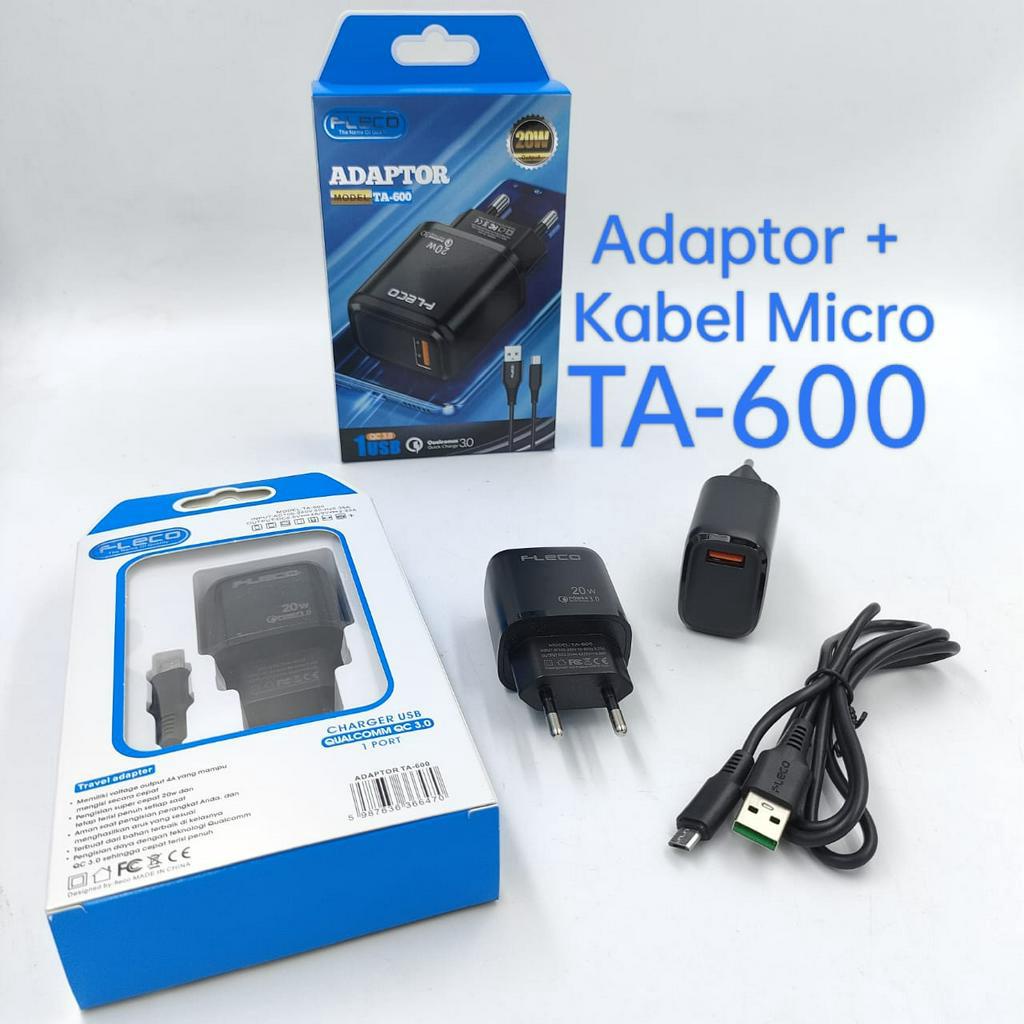 Adaptor 20Watt 20 W Smart Travel Charger TA-600 FLECO FREE kabel Micro / Type C